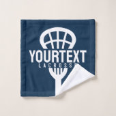 Lacrosse Player CUSTOM TEXT Team Mesh Sport Stick Bad Handdoek (Wasdoekje)