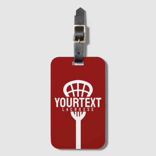 Lacrosse Player CUSTOM TEXT Team Mesh Sport Stick Bagagelabel (Voorkant (verticaal))