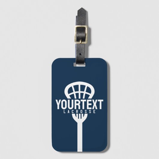 Lacrosse Player CUSTOM TEXT Team Mesh Sport Stick Bagagelabel (Voorkant (verticaal))