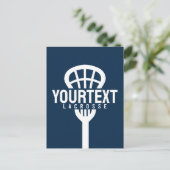 Lacrosse Player CUSTOM TEXT Team Mesh Sport Stick Briefkaart (Staand voorkant)