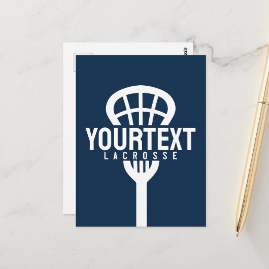 Lacrosse Player CUSTOM TEXT Team Mesh Sport Stick Briefkaart (Voorkant / Achterkant in situ)