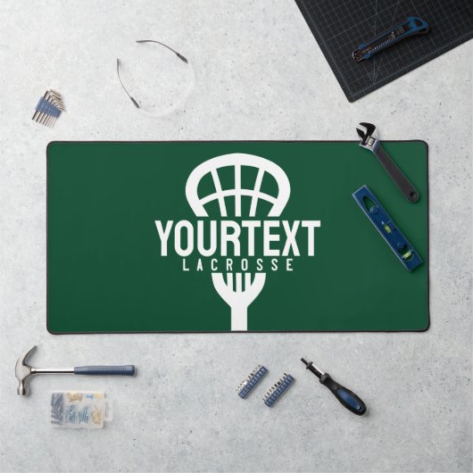 Lacrosse Player CUSTOM TEXT Team Mesh Sport Stick Bureaumat (Werkstation)