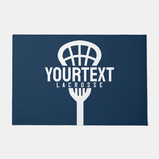 Lacrosse Player CUSTOM TEXT Team Mesh Sport Stick Deurmat (Voorkant)