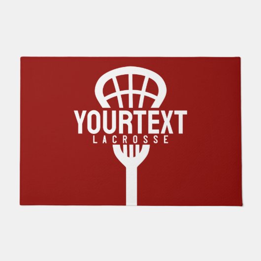 Lacrosse Player CUSTOM TEXT Team Mesh Sport Stick Deurmat (Voorkant)