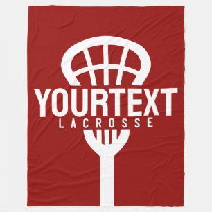Lacrosse Player CUSTOM TEXT Team Mesh Sport Stick Fleece Deken