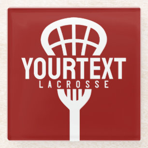 Lacrosse Player CUSTOM TEXT Team Mesh Sport Stick Glazen Onderzetter