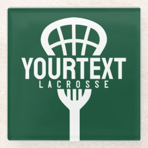 Lacrosse Player CUSTOM TEXT Team Mesh Sport Stick Glazen Onderzetter