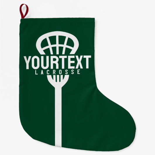 Lacrosse Player CUSTOM TEXT Team Mesh Sport Stick Grote Kerstsok (Voorkant)