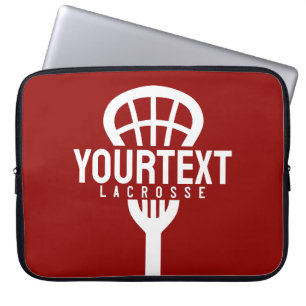 Lacrosse Player CUSTOM TEXT Team Mesh Sport Stick Laptop Sleeve