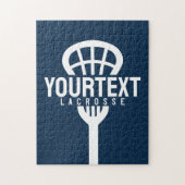 Lacrosse Player CUSTOM TEXT Team Mesh Sport Stick Legpuzzel (Verticaal)