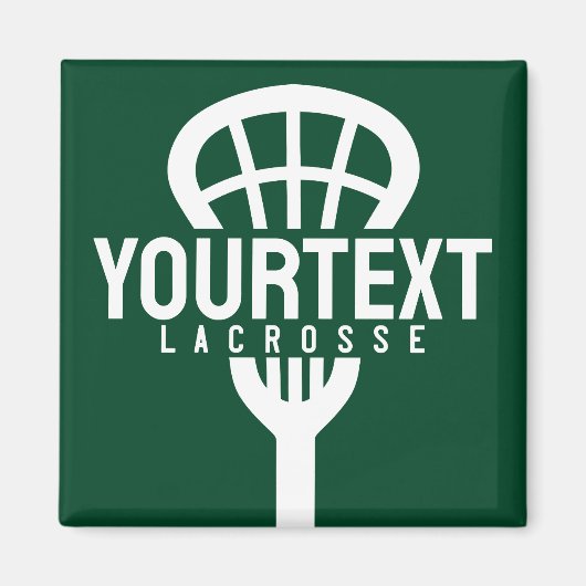 Lacrosse Player CUSTOM TEXT Team Mesh Sport Stick Magneet (Voorkant)