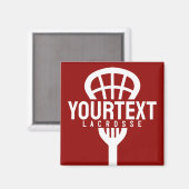 Lacrosse Player CUSTOM TEXT Team Mesh Sport Stick Magneet (Voorkant / Achterkant)