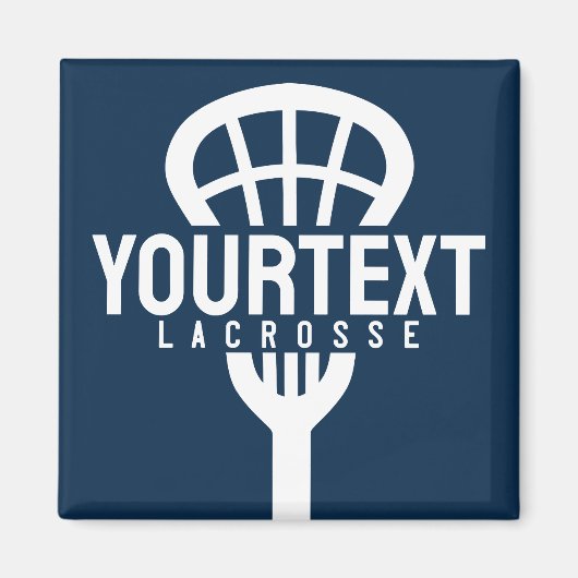 Lacrosse Player CUSTOM TEXT Team Mesh Sport Stick Magneet (Voorkant)