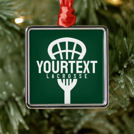 Lacrosse Player CUSTOM TEXT Team Mesh Sport Stick Metalen Ornament (Boom)