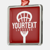 Lacrosse Player CUSTOM TEXT Team Mesh Sport Stick Metalen Ornament (Links)