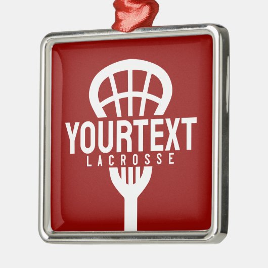 Lacrosse Player CUSTOM TEXT Team Mesh Sport Stick Metalen Ornament (Links)
