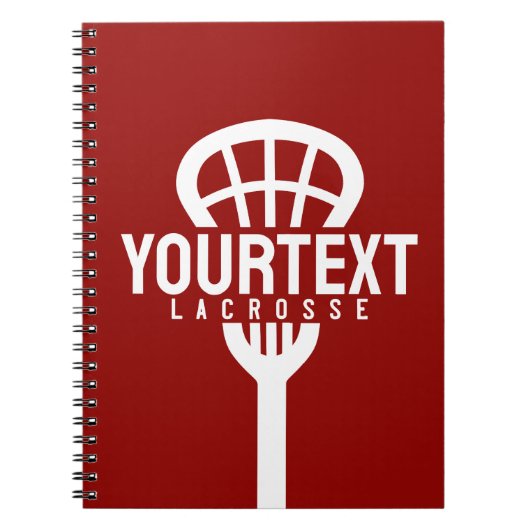 Lacrosse Player CUSTOM TEXT Team Mesh Sport Stick Notitieboek (Voorkant)