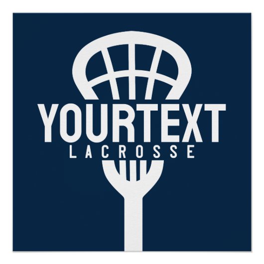 Lacrosse Player CUSTOM TEXT Team Mesh Sport Stick Perfect Poster (Voorkant)