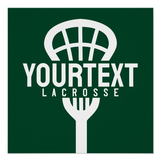 Lacrosse Player CUSTOM TEXT Team Mesh Sport Stick Perfect Poster (Voorkant)