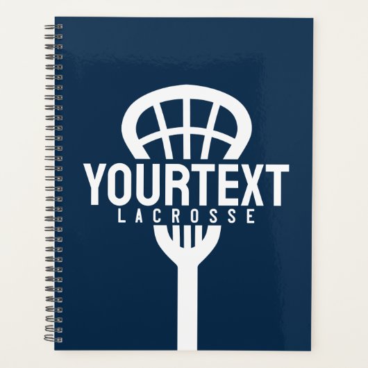 Lacrosse Player CUSTOM TEXT Team Mesh Sport Stick Planner (Voorkant)