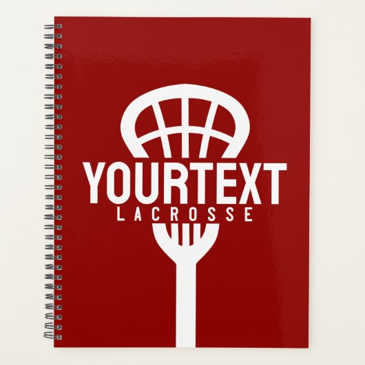 Lacrosse Player CUSTOM TEXT Team Mesh Sport Stick Planner (Voorkant)