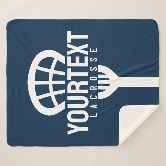 Lacrosse Player CUSTOM TEXT Team Mesh Sport Stick Sherpa Deken (Voorkant (horizontaal))