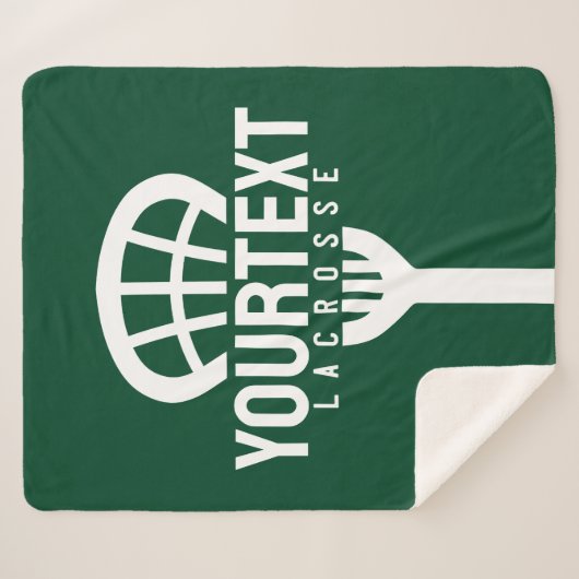 Lacrosse Player CUSTOM TEXT Team Mesh Sport Stick Sherpa Deken (Voorkant (horizontaal))