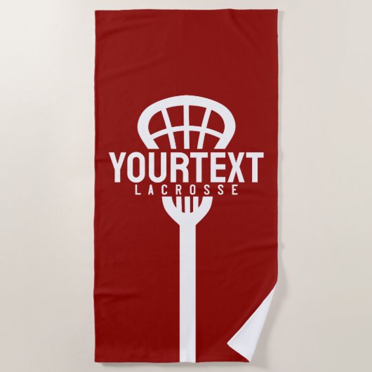Lacrosse Player CUSTOM TEXT Team Mesh Sport Stick Strandlaken (Voorkant)