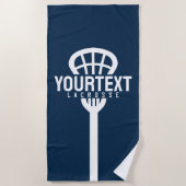 Lacrosse Player CUSTOM TEXT Team Mesh Sport Stick Strandlaken (Voorkant)
