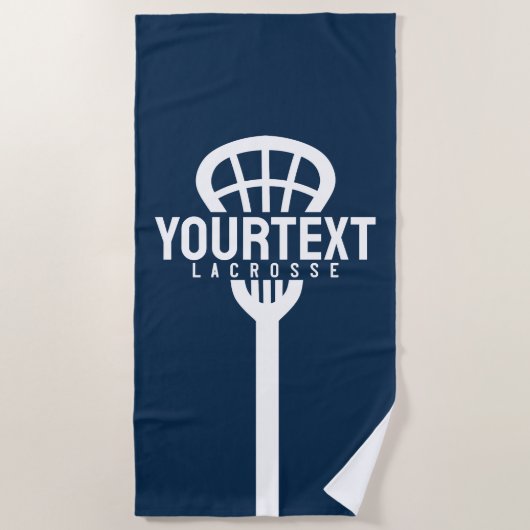 Lacrosse Player CUSTOM TEXT Team Mesh Sport Stick Strandlaken (Voorkant)
