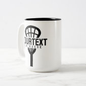 Lacrosse Player CUSTOM TEXT Team Mesh Sport Stick Tweekleurige Koffiemok (Voorkant links)