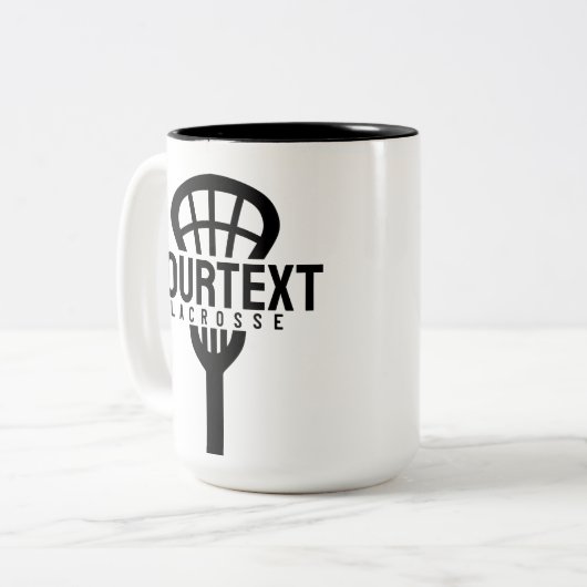 Lacrosse Player CUSTOM TEXT Team Mesh Sport Stick Tweekleurige Koffiemok (Voorkant links)