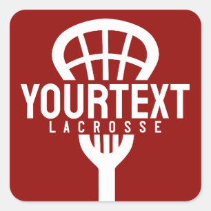 Lacrosse Player CUSTOM TEXT Team Mesh Sport Stick Vierkante Sticker