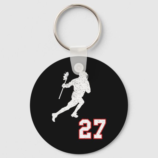Lacrosse Player Gift Number 27 voor Lacrosse-fans Sleutelhanger (Voorkant)