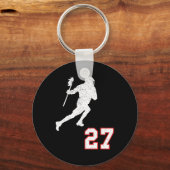 Lacrosse Player Gift Number 27 voor Lacrosse-fans Sleutelhanger (Voorkant)
