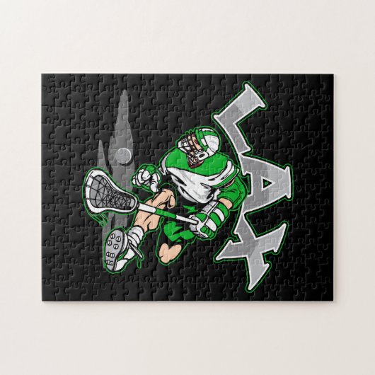 Lacrosse Player Green Uniform Legpuzzel (Horizontaal)