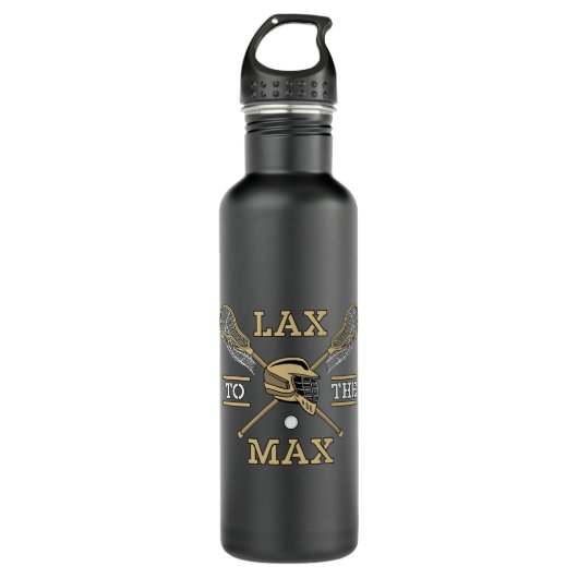 Lacrosse Player Lax aan de Max Stick Funny Gift Waterfles (Voorkant)