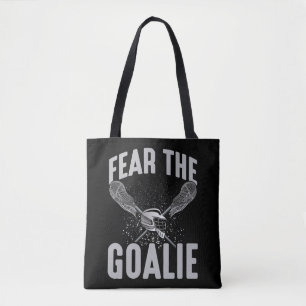 Lacrosse Player Lax Goalie Stick Helmet Sport Fun Tote Bag