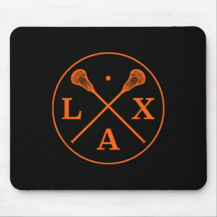 Lacrosse Player Logo - Oranje Team Kleur Lax Stick Muismat