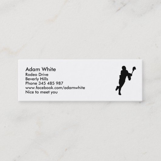 Lacrosse Player Mini Visitekaartje (Voorkant)