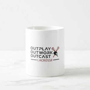 Lacrosse Player Outplay Outwork Outcast Lax Gift Koffiemok