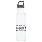 Lacrosse Player Outplay Outwork Outcast Lax Gift Waterfles (Voorkant)