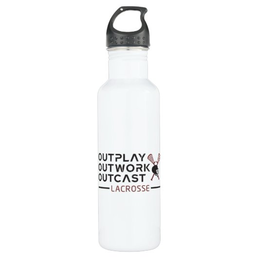 Lacrosse Player Outplay Outwork Outcast Lax Gift Waterfles (Voorkant)