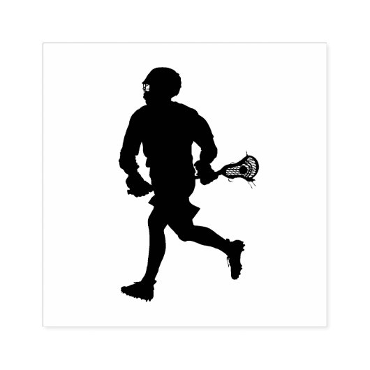 Lacrosse Player Rubberstempel (Afrduk)