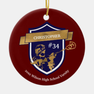 Lacrosse Player Team Gold Red Sports Award Keramisch Ornament
