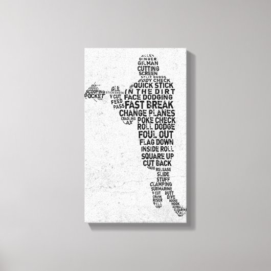 Lacrosse Player Typografie Art Canvas Afdrukken (Voorkant)