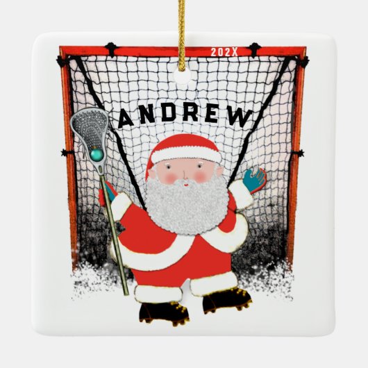 Lacrosse Player, verzamelbaar Keramisch Ornament (Achterkant)