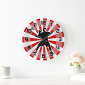 Lacrosse Player-wandklok - rood zwart Grote Klok (Huis)
