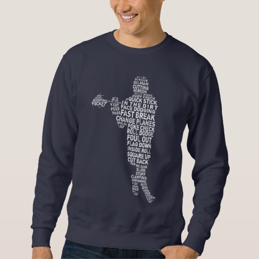 Lacrosse Player Word Art Sweatshirt (Voorkant)