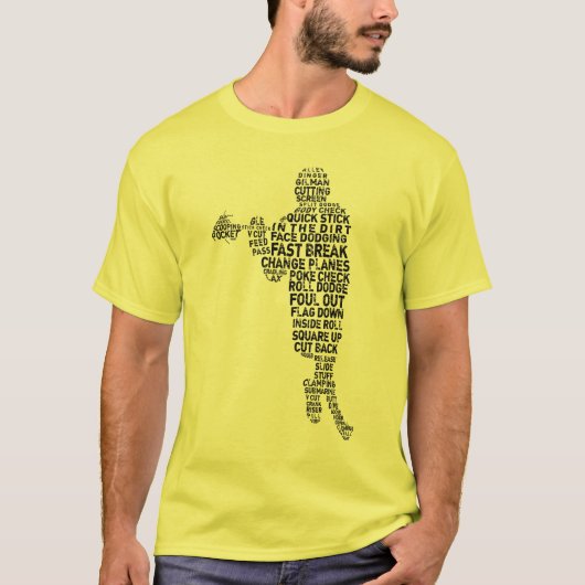 Lacrosse Player Word Art T-Shirt (Voorkant)